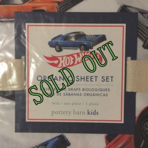 画像2: sold ホットウィール　ポッタリーバーン新品未開封シーツ２枚+枕カバー　３点セット　100%オーガニックコットン　ツインサイズ (2)