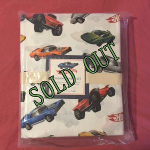 画像1: sold ホットウィール　ポッタリーバーン新品未開封シーツ２枚+枕カバー　３点セット　100%オーガニックコットン　ツインサイズ (1)
