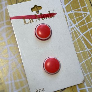 画像2: ビンテージ ダブルレッド ボタン ２pc セット 日本製 (2)