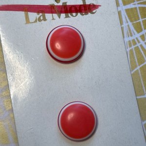 画像1: ビンテージ ダブルレッド ボタン ２pc セット 日本製 (1)